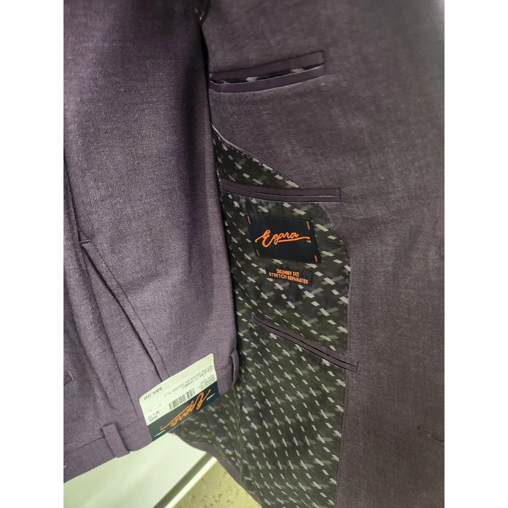 NWT Egara Mens Purple Skinny Fit Stretch Suit